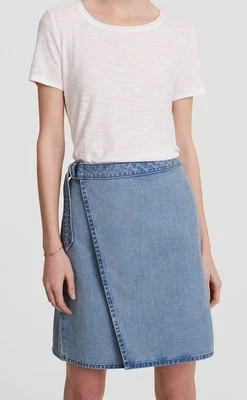 Falda envolvente de algodón Ann Taylor LOFT talla 4, 10 lavado índigo medio claro nueva con etiquetas Foto 1 de 3