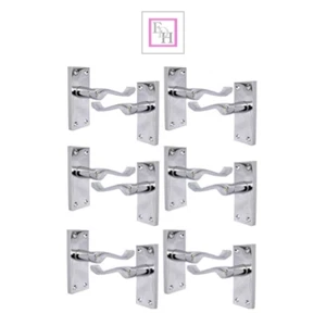 Manija de puerta enrollable victoriana cromada pulida - Acabado moderno elegante 6 pares. - Imagen 1 de 17