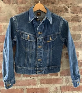Vintage Lee Denim Jacket Youth XL Trucker Blue 80s 90s Dark Wash Jean - Picture 1 of 4