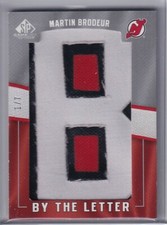 2007-08 SP Game Used By The Letter #BLMBB Martin Brodeur 1/7 - ONLY ONE *B* 1/1