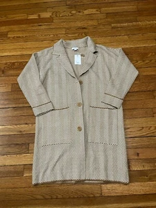 Nine West Chevron Cardigan Sweater Women's Size Medium Button Front NWT $68 - Picture 1 of 4