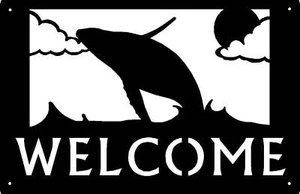 Humpback Whale Ocean Scene Welcome Sign with Custom Name Options - Picture 1 of 4