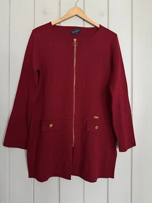 Suéter Cárdigan Luisa Spagnoli L Grande 100% Lana Pura Tejido Rojo Dorado Herrajes Foto 1 de 4