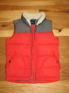 Gap Kids Red Gray Insulated Sherpa Collar Zip Front Vest Unisex Boys XS ( K1-3b) - Picture 1 of 8