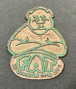 Vintage 70er Jahre "Fat Is Where It's At" Neuheit Humor Gummi Kühlschrankmagnet - Bild 1 von 2