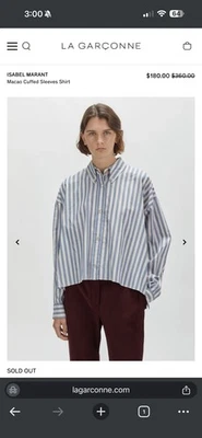 Isabel Marant Macao Striped Cotton Blue White Button Down Blouse Top Size 36 - Image 1 of 4