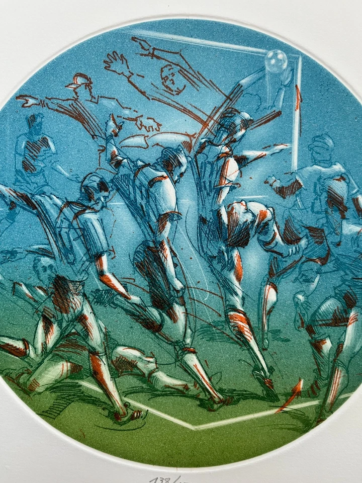 Hans Borchert Signierte numm. Original Radierung - Sport - Fußball - WM 1998 - Bild 1 von 4