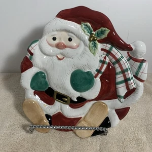 Fitz and Floyd Cookies for Santa 10" Teller kariert mit Stechpalme Beeren Neu - Bild 1 von 2