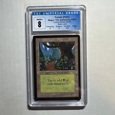 MTG BETA Forest (Path) CGC 8 Quad++ NM/Mint (with 9 centering) 1993 - Image 1 of 4