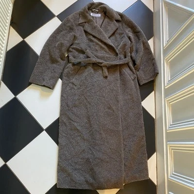 Cappotto Marella UK 16 grigio lana mohair alpaca cappotto lungo pile Made in Italy - Immagine 1 di 4