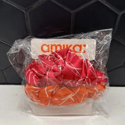 Juego de 2 bandas de corbatas crujientes de cabello satinado y fucsia grande Amika Foto 1 de 3