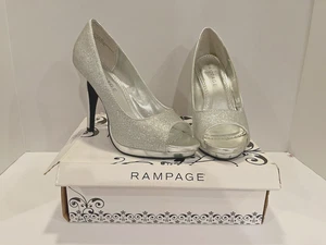 Scarpe eleganti donna Rampage Gracee tacco alto decolte argento glitter taglia 8,5 - Foto 1 di 12
