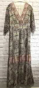 Chelsea & Violet Maxi Dress Floral Multi Pattern Lounge Wrap Around Size L - Picture 1 of 14