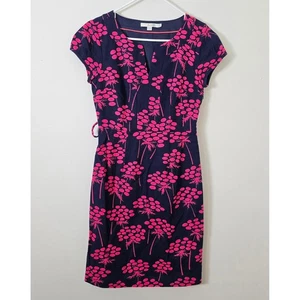 Boden Kleid Stehkragen Etuikleid Damen 4 blau rosa Blumen Damast - Bild 1 von 10