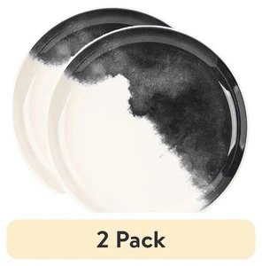 (2 pack) Thyme & Table Stoneware Plate, Grey Drip Collection - Picture 1 of 6