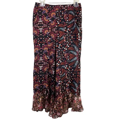 BCBG Ruffle Hem Culotte Pants Floral Boho Hippie XS - Image 1 of 4