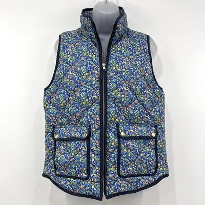 J Crew Liberty Down Best Mujer M Pájaros Floral AOP Acolchado Cottagecore Preppy Foto 1 de 4