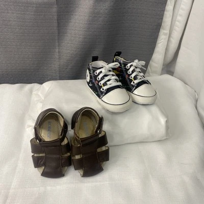 Lot Of 2 Toddler Shoes Robeez Boys 6-9 Mos Medium Brown/ Sneakers Size 2 - Image 1 of 4
