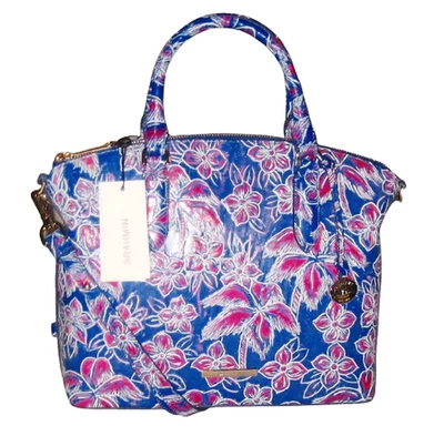 NWT BRAHMIN Floral Leather VISTA BLUE TORRONE Medium DUXBURY Satchel MSRP$385 - Image 1 of 4
