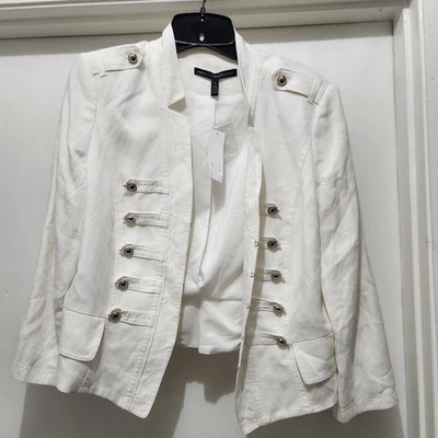 White House Black Market Military Ivory Blazer Sz12 Boucle Lace NWT  - Image 1 of 4