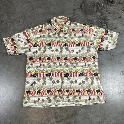 Campia Hawaiian Shirt Mens Medium Multicolored USA Button Up Pockets Preowned - Image 1 of 4