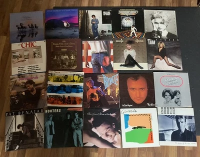Lot Of 20 Vinyl LP Record Albums Hooters David Bowie Bruce Springsteen Genesis - Image 1 of 4