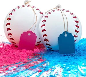 Gender Reveal Baseball Set - (1 Blue Ball, 1 Pink Ball) Exploding with Powder - - Picture 1 of 7