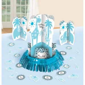 Sweet Safari Boy Jungle Animal Blue Baby Shower Party Table Decorating Kit - Picture 1 of 1