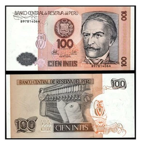 BANKNOTES, Peru, 100 INTIS, 1987, UNC - Picture 1 of 1