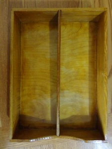 Vintage Wood Dovetail Letter Desk Top Paper Box Tray Organizer Divided In/Out - Picture 1 of 7