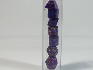New MINI-RPG Dice Set of 7 (Tube) - Interferenz Purple - Picture 1 of 2