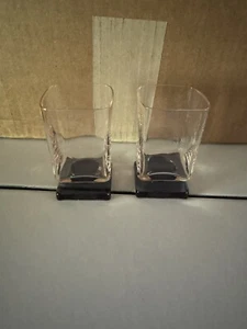 Cristal D'Arques Disaronno Ameretto Pink Purple Glasses Square Vintage Barware - Bild 1 von 3