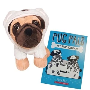 Bundle Pug Plush & Book Kids Toys Dog 8" x 12" Stuffed Animal Koala Miniso - Picture 1 of 9