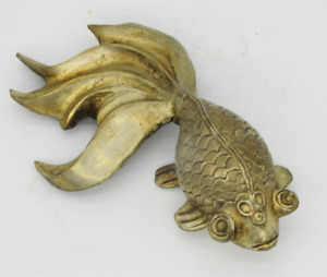 Old Collection chinese Copper plated silver handmade carving goldfish statue 311