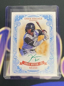 2021 Onyx Kahlil Watson /50 Green Ink On Card Auto Miami Marlins - Picture 1 of 2