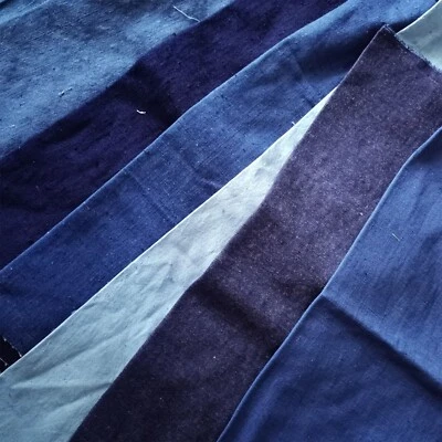 10Pcs Indigo Blue Hand woven Fabric Remnants Hand Dyed Fabric Remnants Fabric - Image 1 of 4
