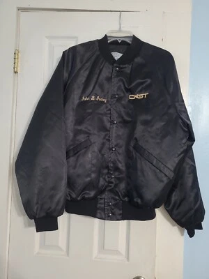 Винтажный King Louie 80-х вышитый CRST полу, атласная куртка-бомбер, размер большой. - Изображение 1 из 4