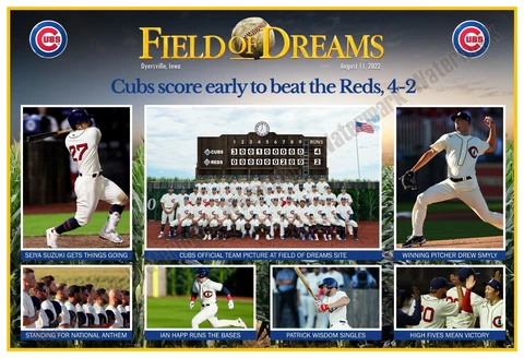CUBS BEAT REDS TO WIN 2022 FIELD OF DREAMS GAME 19”x13” COMMEMORATIVE POSTER Cover