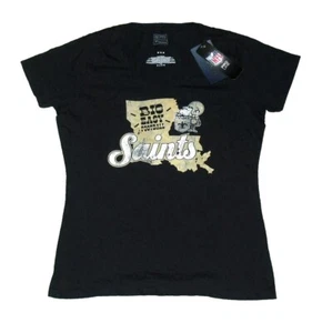 New Orleans Saints Womens Fanatics V Neck Black T Shirt sz. Medium New Tags Nfl - Picture 1 of 3
