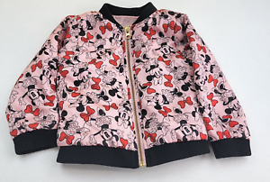 Disney Tutu Couture Minnie Mouse Girls 3T Pink Bomber Jacket Zip Up Long Sleeve