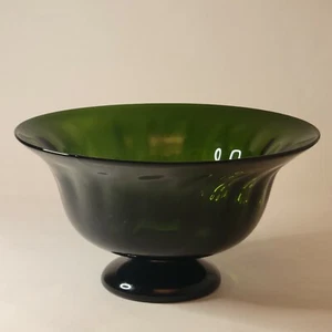Vintage Dark Green Glass Compote Bowl Footed Pedestal Centerpiece Dish 10" x 5" - Picture 1 of 11