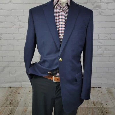 Abrigo Blazer Deportivo Para Hombre Guy Laroche Paris Dos Botones Azul Marino Mezcla Lana Talla 42L Foto 1 de 4