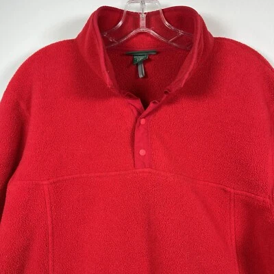 L.L. Bean мужской свитер флис пуловер красный 1/4 Snap размер средний теплый мягкий X - Изображение 1 из 4