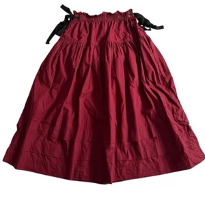 Ulla Johnson Astra Midi Skirt Sz 4 Bordeaux Cotton Poplin Pintuck Boho Chic - Picture 1 of 8
