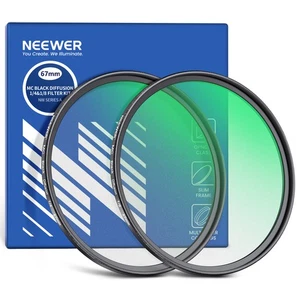 NEEWER NW SERIES AD 67mm 1/4 & 1/8 Black Diffusion Filter Set (2-Pack) - Picture 1 of 8