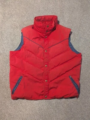 Chaleco Woolrich Vintage Para Hombres Grande Plumón de Ganso Rojo Puffer Senderismo Años 70 80 A Presión  Foto 1 de 4