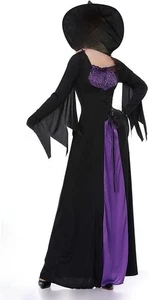 New in Package Woman's Size XL Black Purple Witch Hat & Long Sleeve Dress - Picture 1 of 4