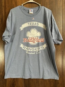 VTG Majestic Texas Rangers T-Shirt Light Blue Men’s XL Retro Cowboy Hat MLB - Picture 1 of 10