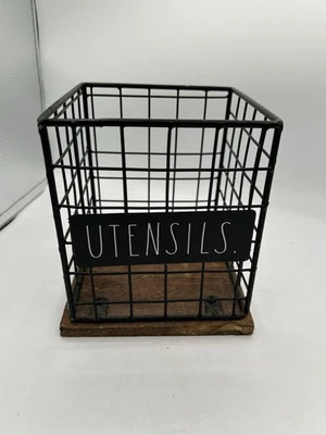 ПОСУДА Rae Dunn — держатель, квадратная проволока и дерево, фермерская кухня, пикник, вечеринка - Изображение 1 из 4