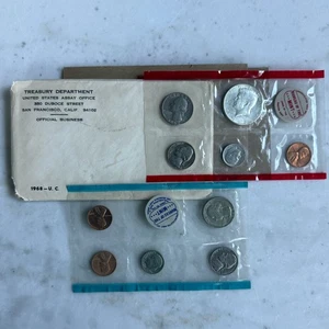 US Mint Kursmünzensatz 1968, Silber Kennedy Half Dollar, im Umschlag - Bild 1 von 1